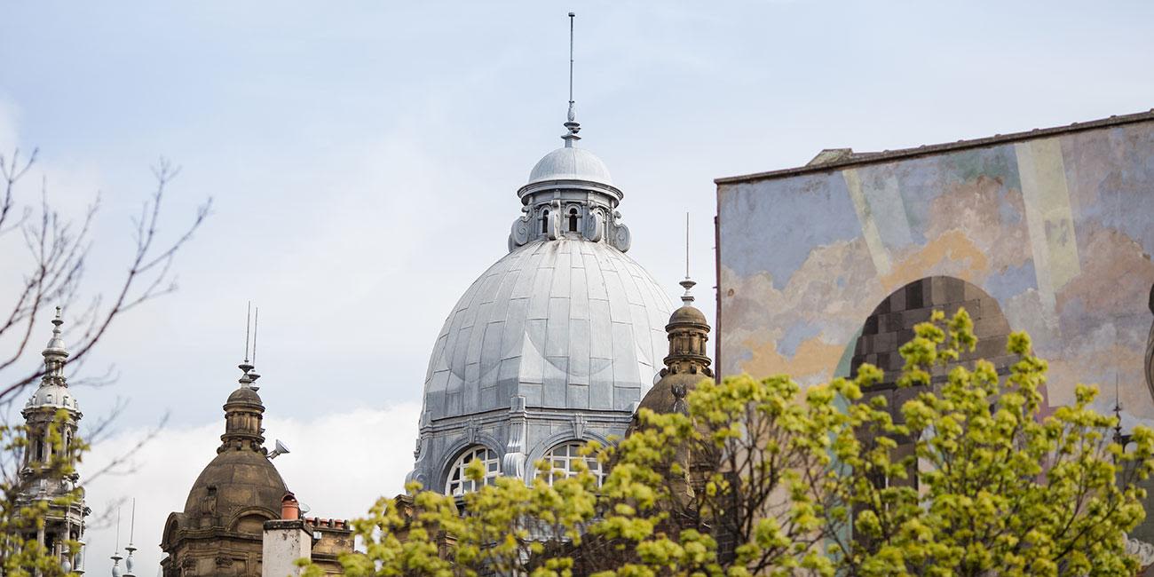 Kirkgate Market's grey, domed roof.