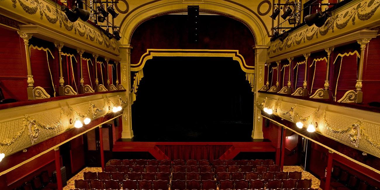 The City Varieties stage, seating and balconies.