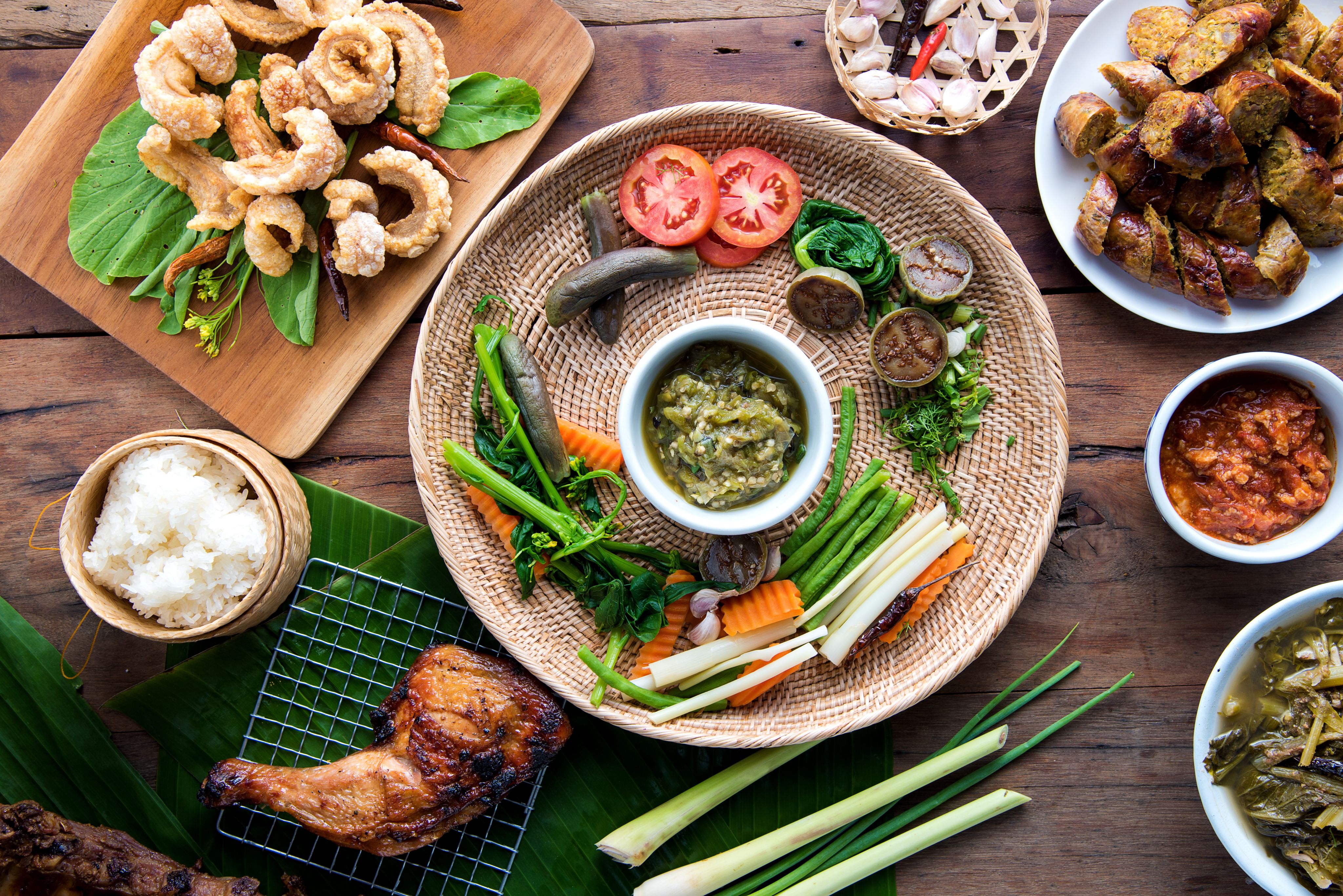 Spread of traditional Northern Thai food
