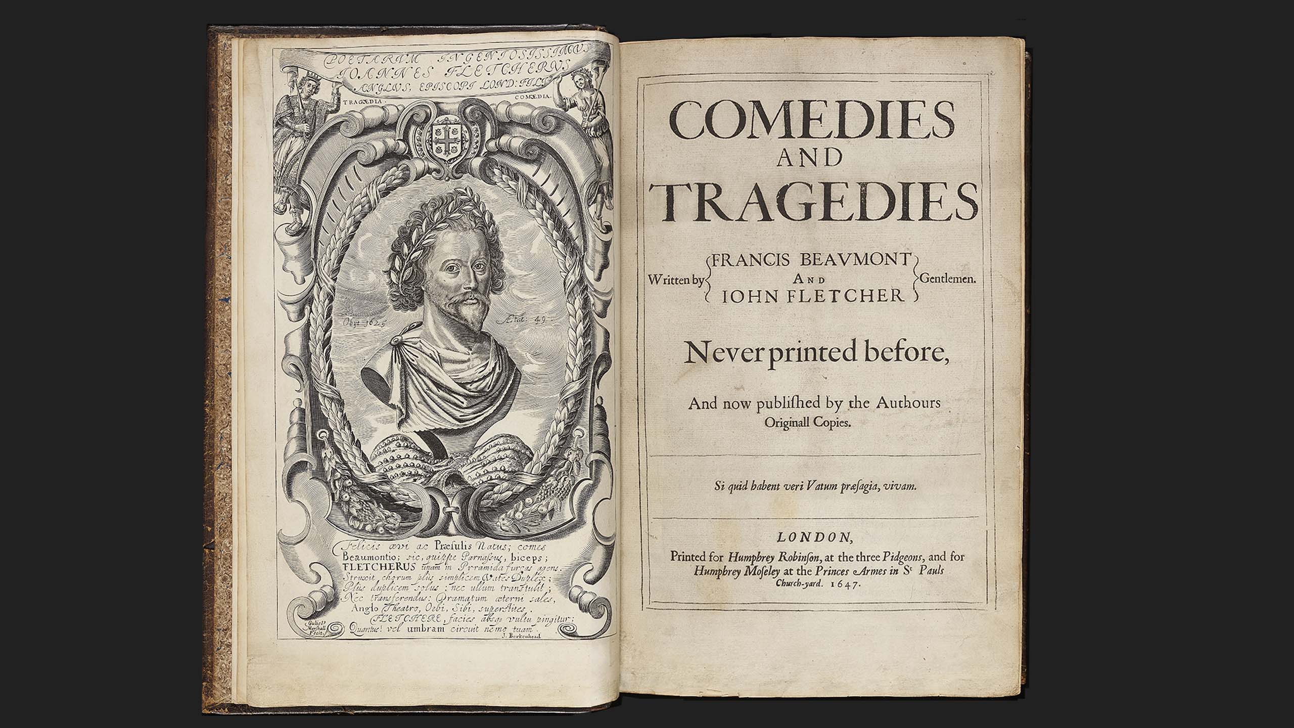 Opening pages of the Comedies and Tragedies. Described under the heading Beaumont and Fletcher.