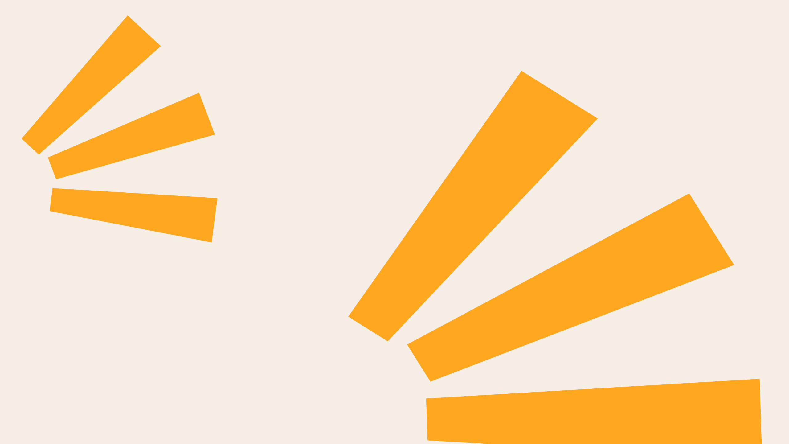 A decorative graphic with orange shapes that look like sunbeams
