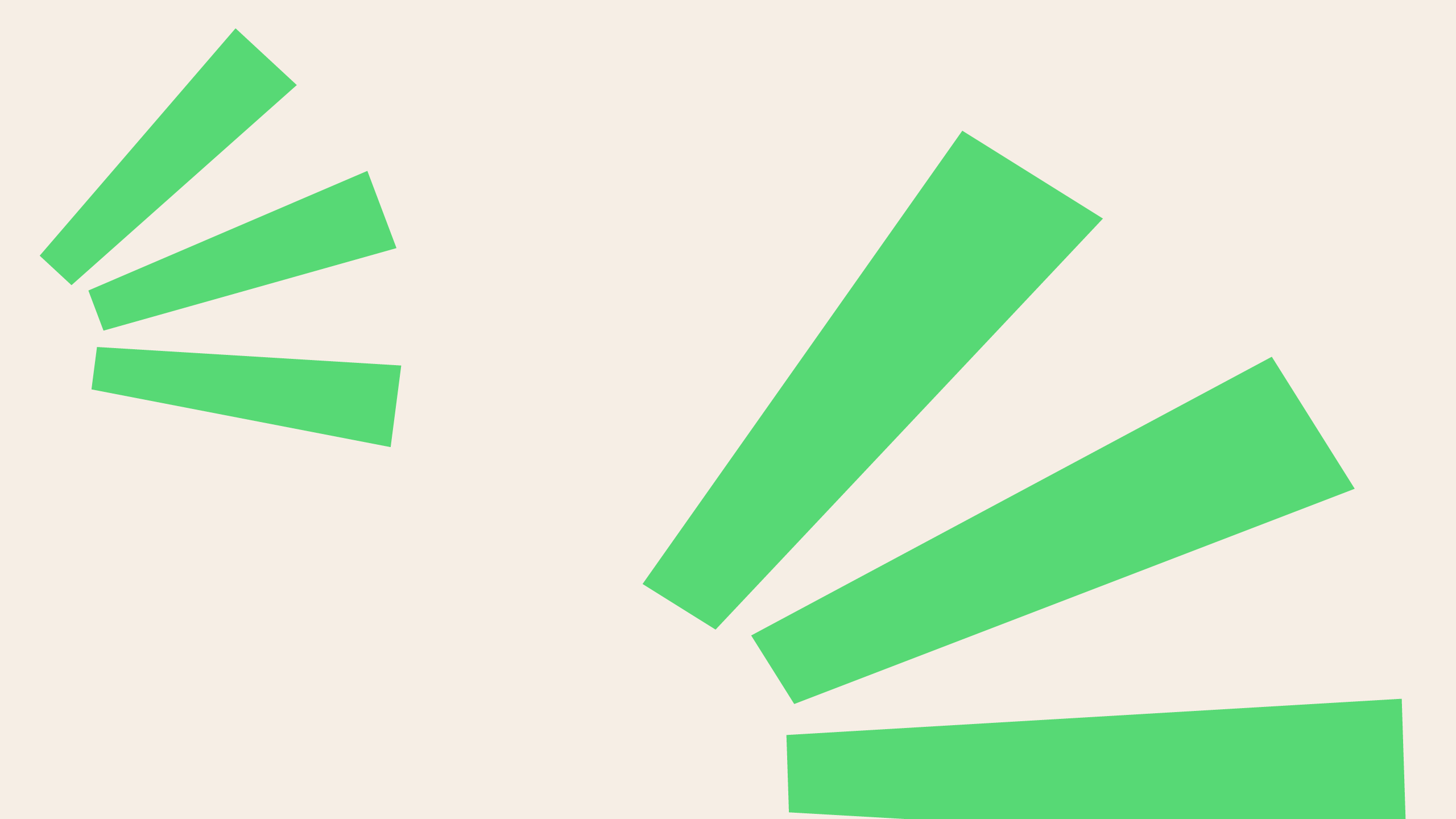 A decorative graphic with green shapes that look like sunbeams