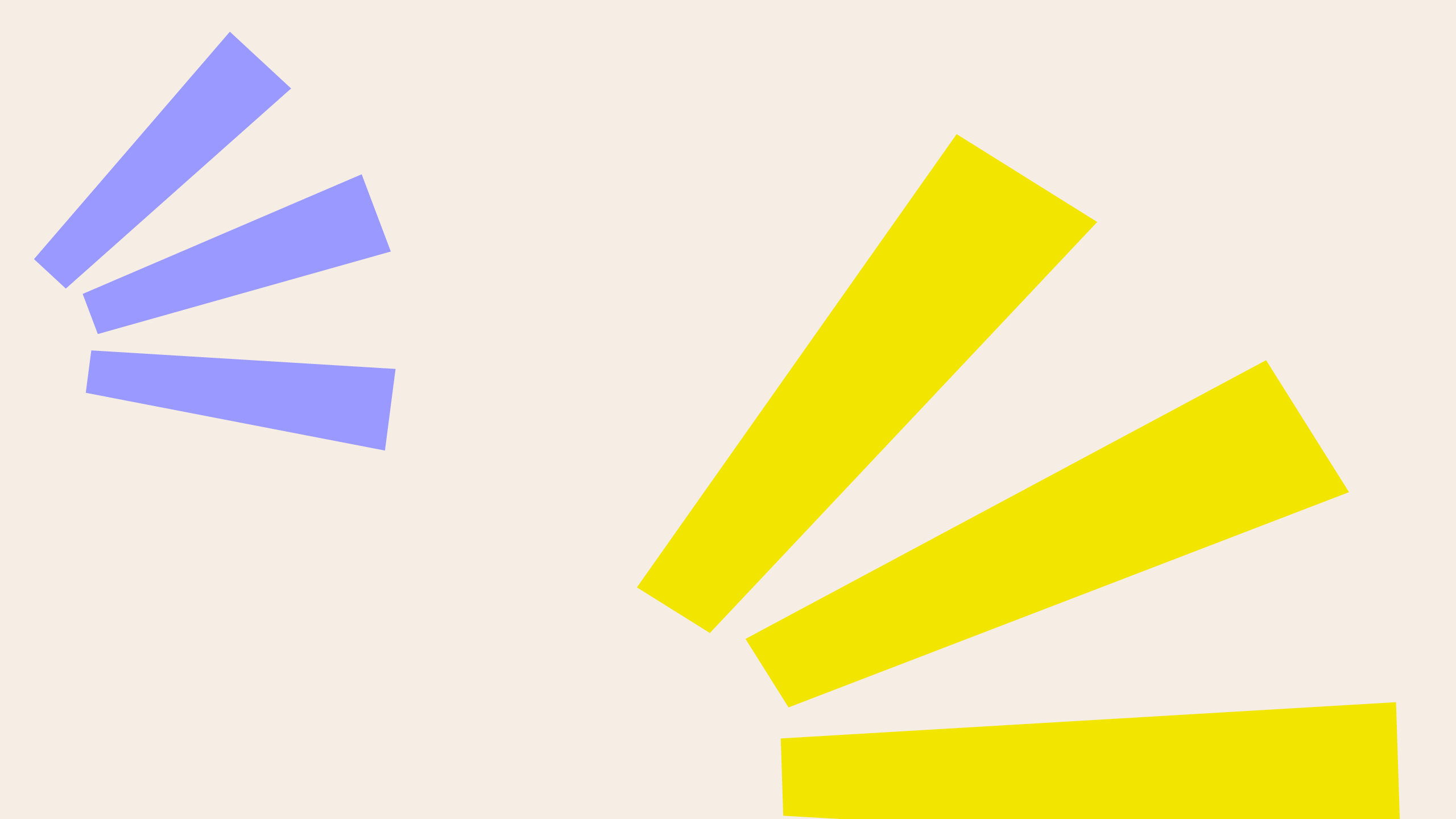 A decorative graphic with yellow and purple shapes that look like sunbeams