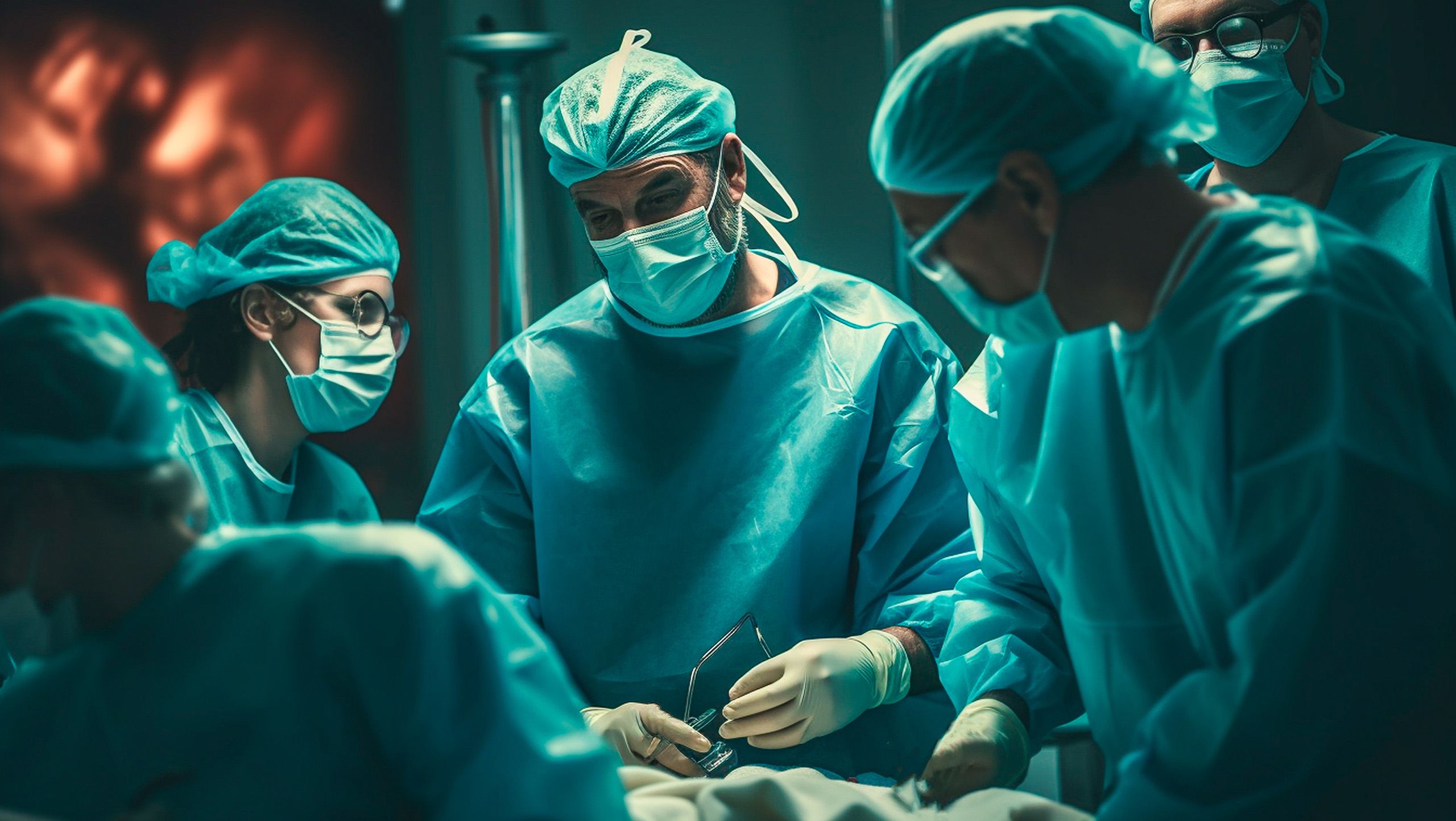 Surgeons peforming keyhole surgery