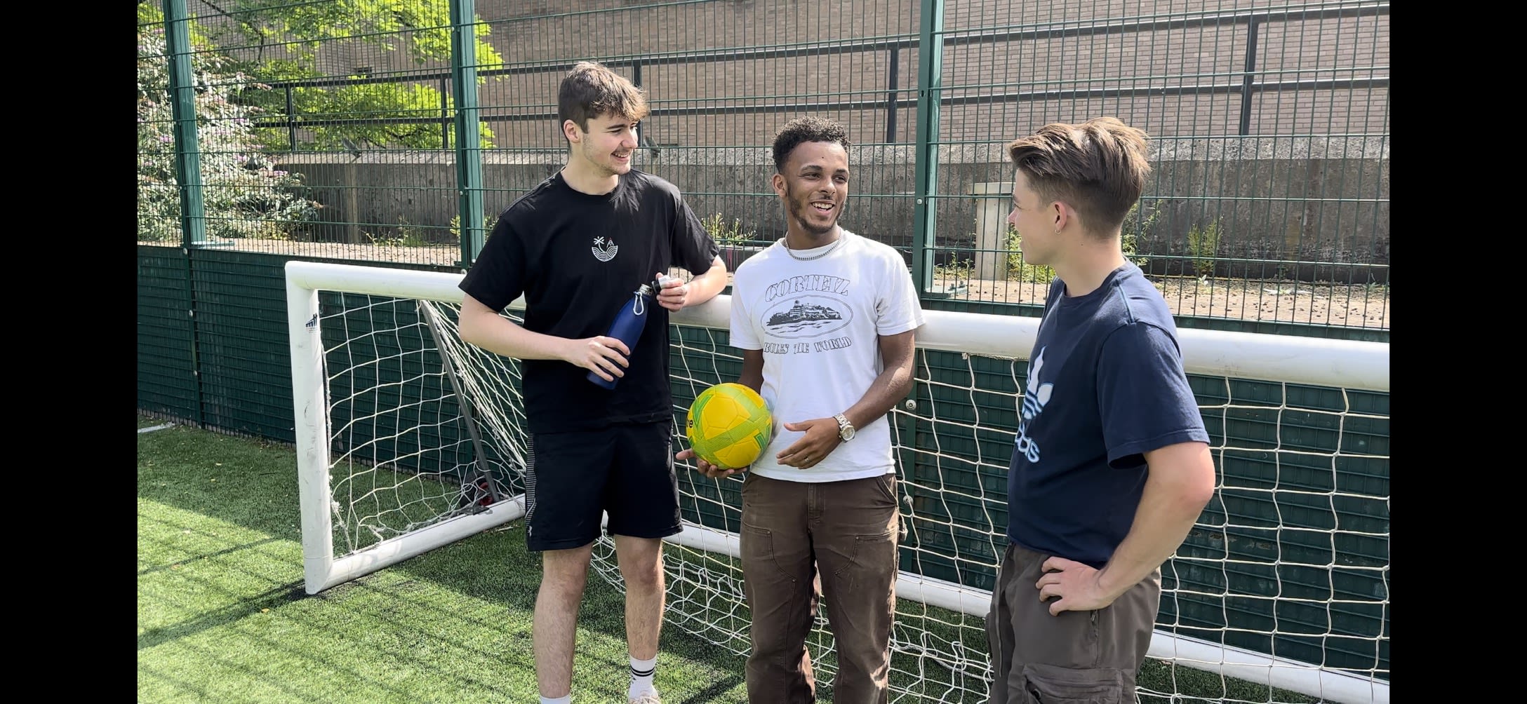 Josh King and friends playing football at The Edge