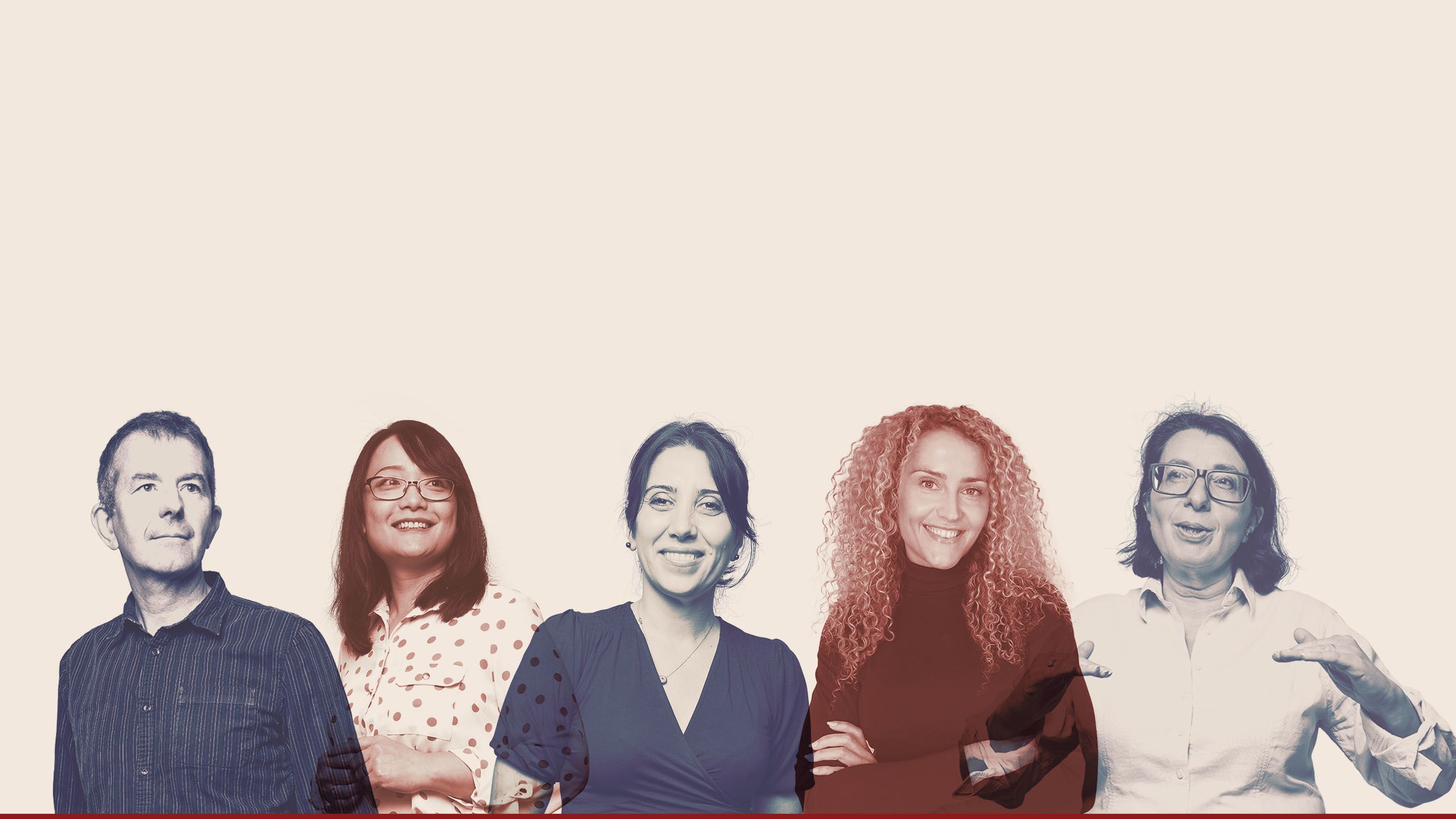 Portraits of Mark Mon-Williams, Xingjie Wei, Eylem Levelt, Katie Adolphus and Helen Philippou