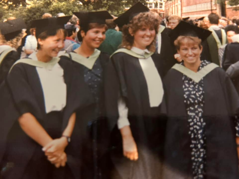 Sarah Arthur and four friends on graduation day