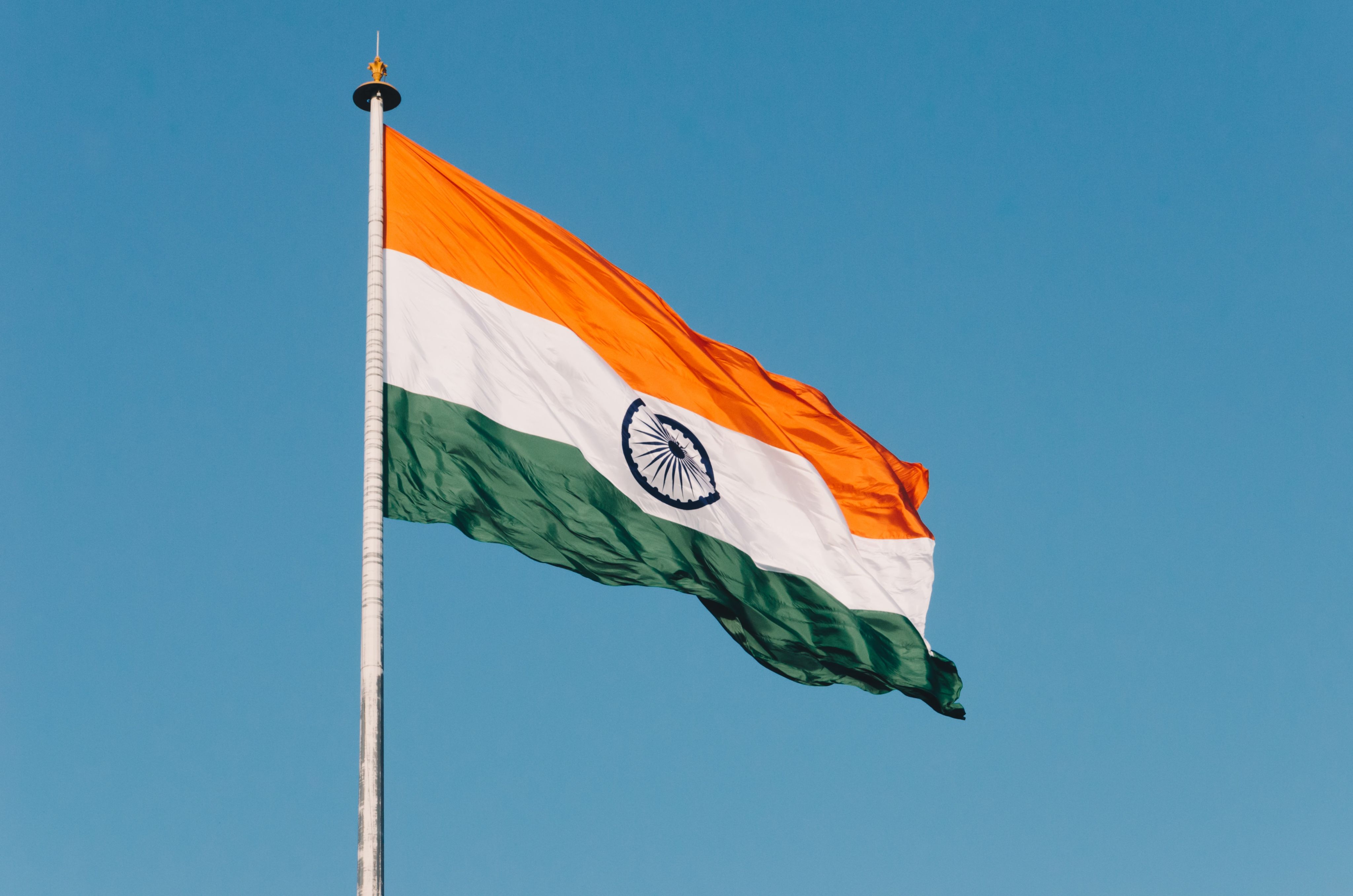 flag of India hanging on pole