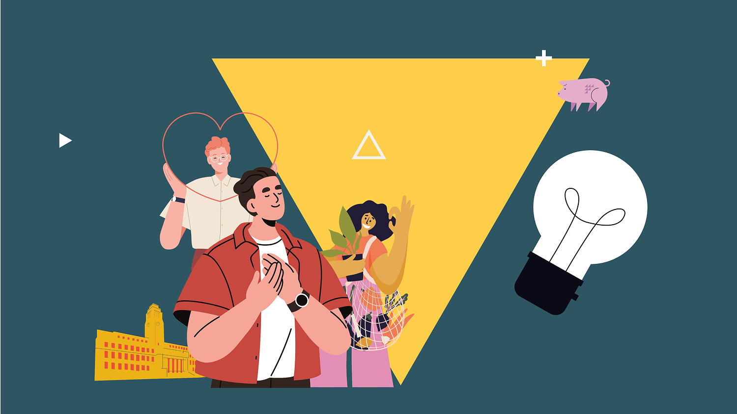 A cartoon of various individuals in different poses