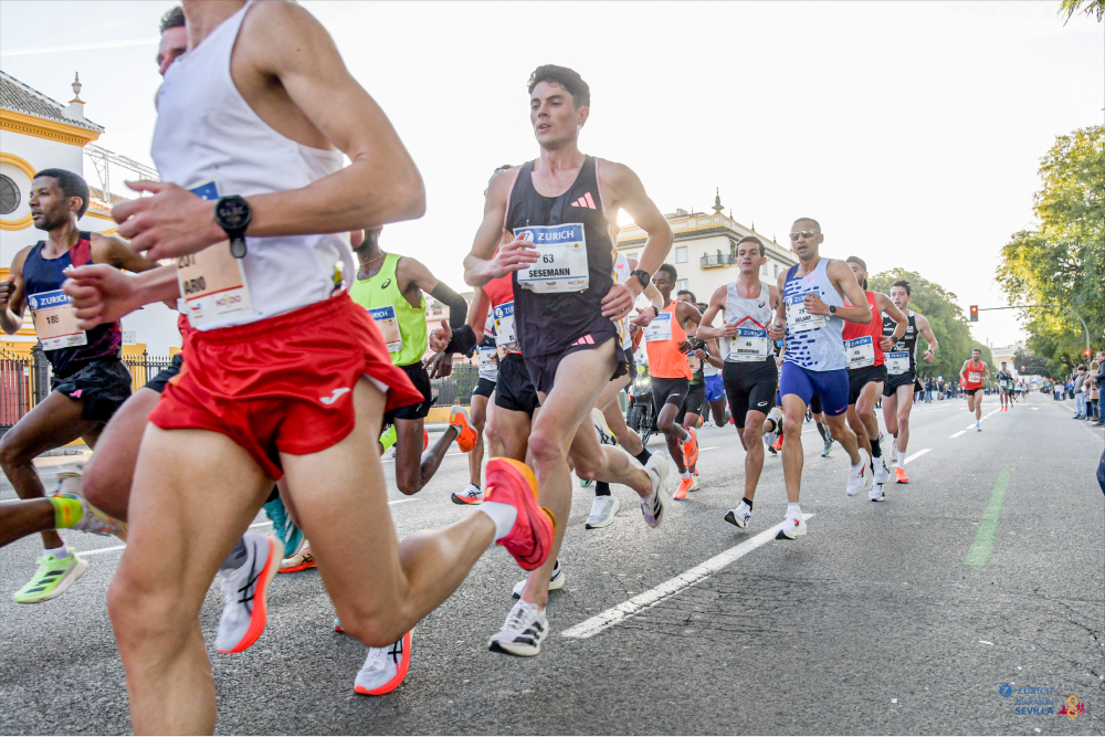 Man races in road running race