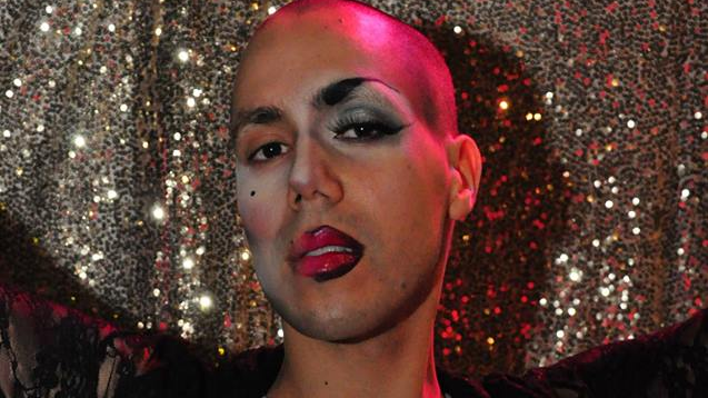 Adam Lowe dressed in drag