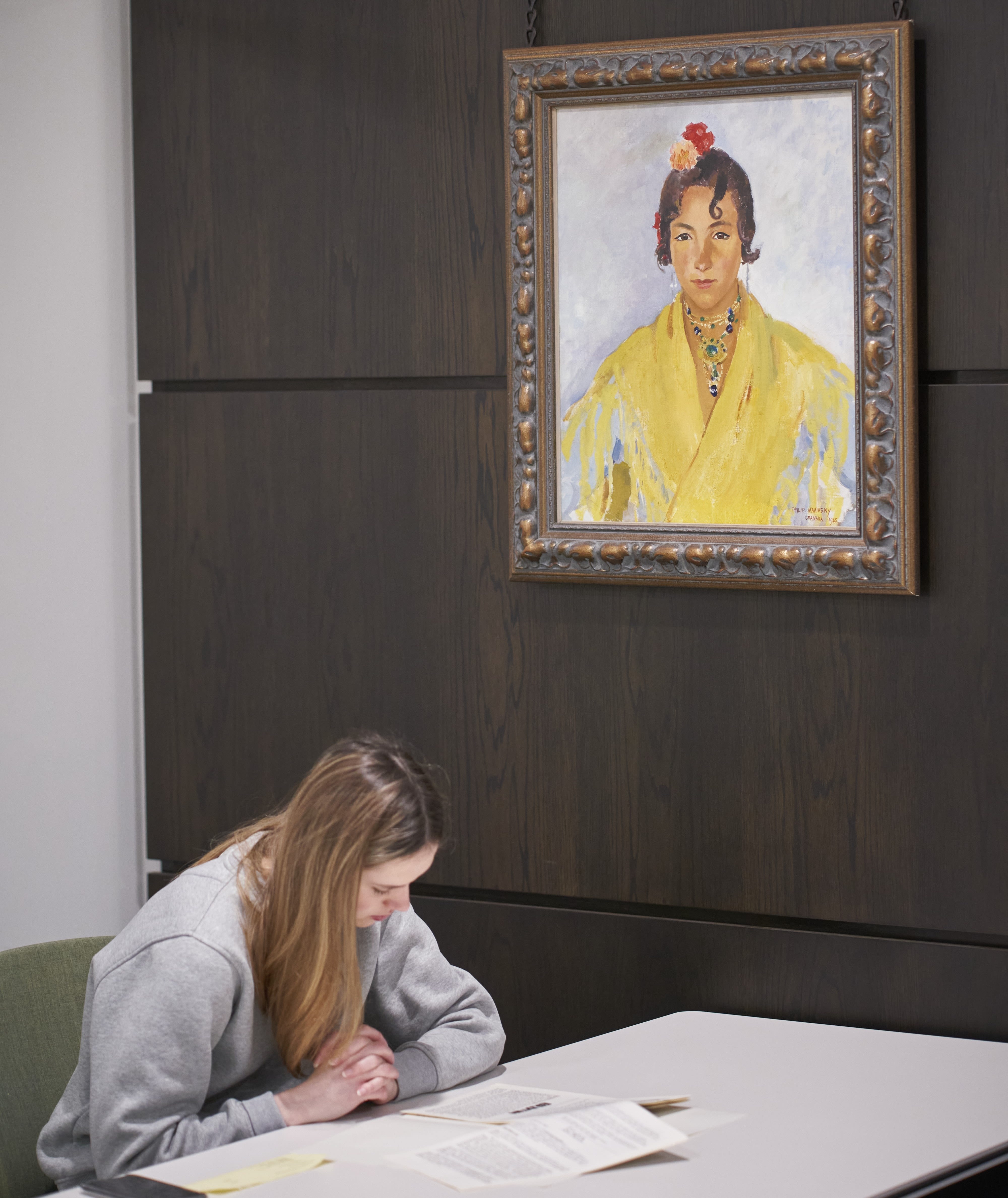 a student in the John Bedford Room