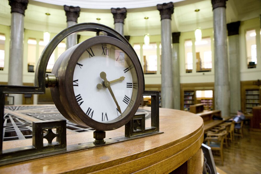 A clock in the Brotherton Library
