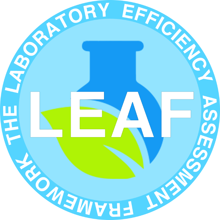 A logo that says: LEAF, the Laboratory Efficiency Assessment Framework