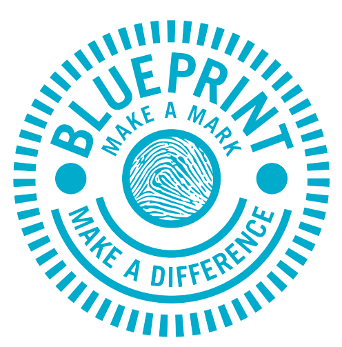 A logo that says: Blueprint, make a mark, make a difference