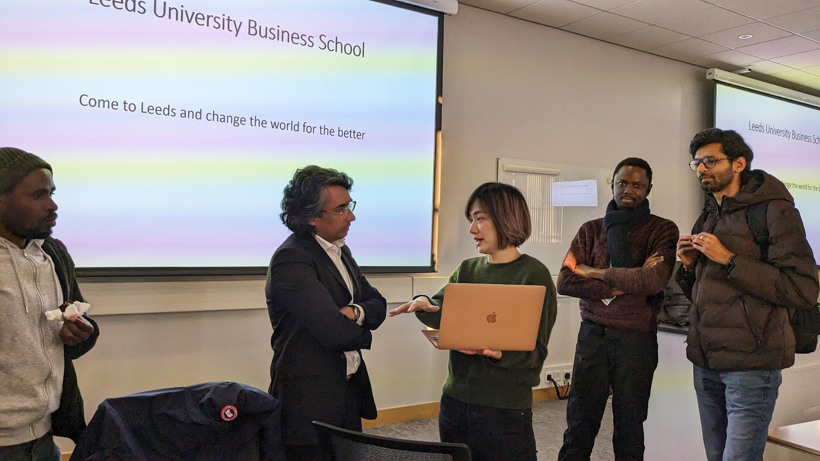 Anith speaks to a Leeds student
