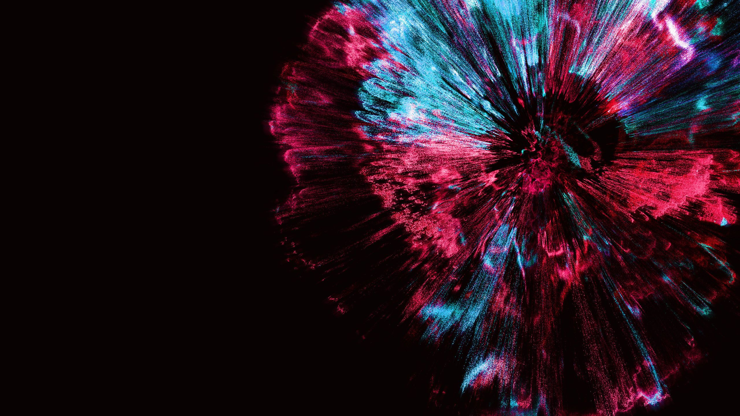 A mixture of colour splashes on a black backdrop