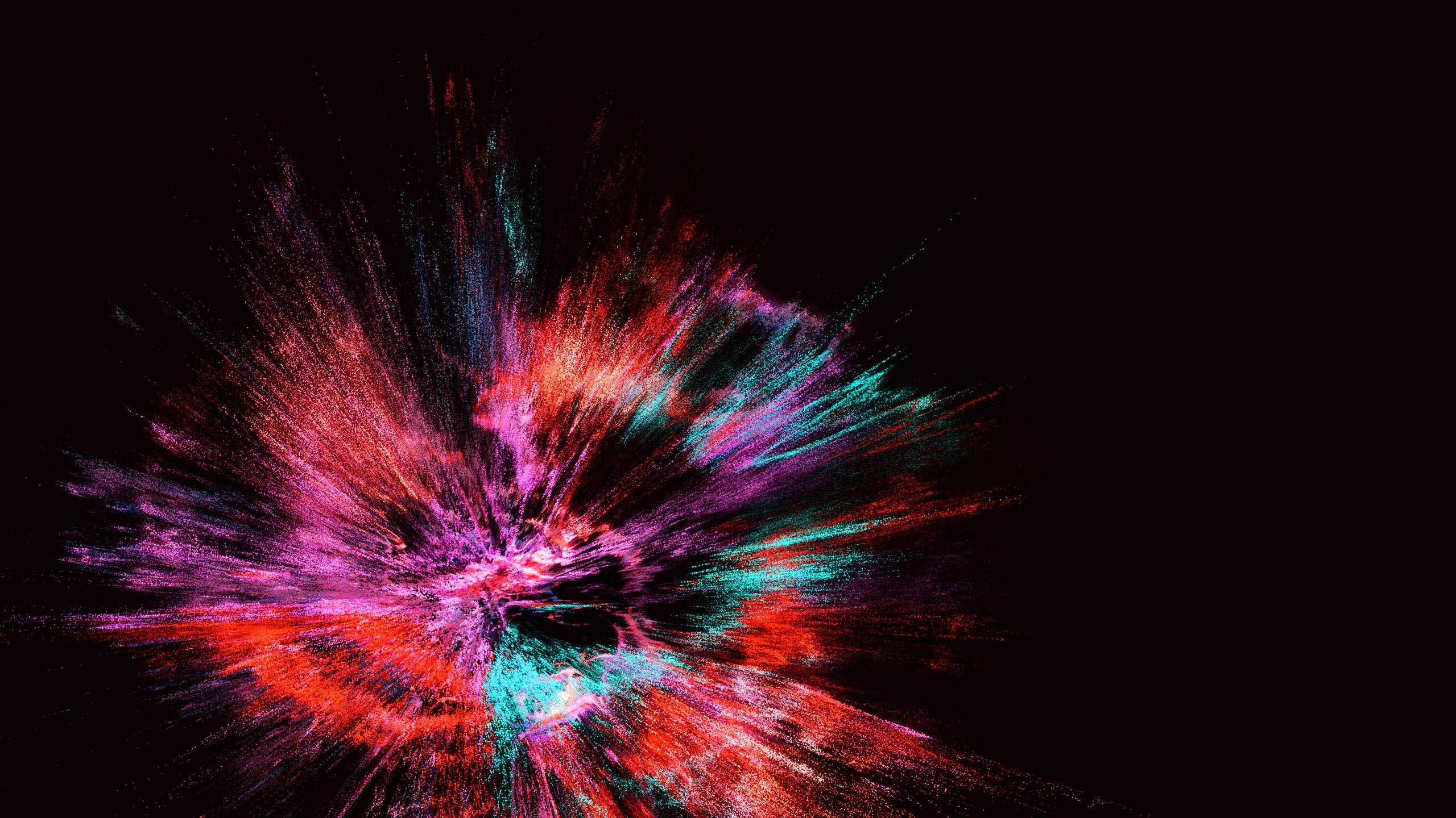 An image made up of different splashes of colour on a black backdrop