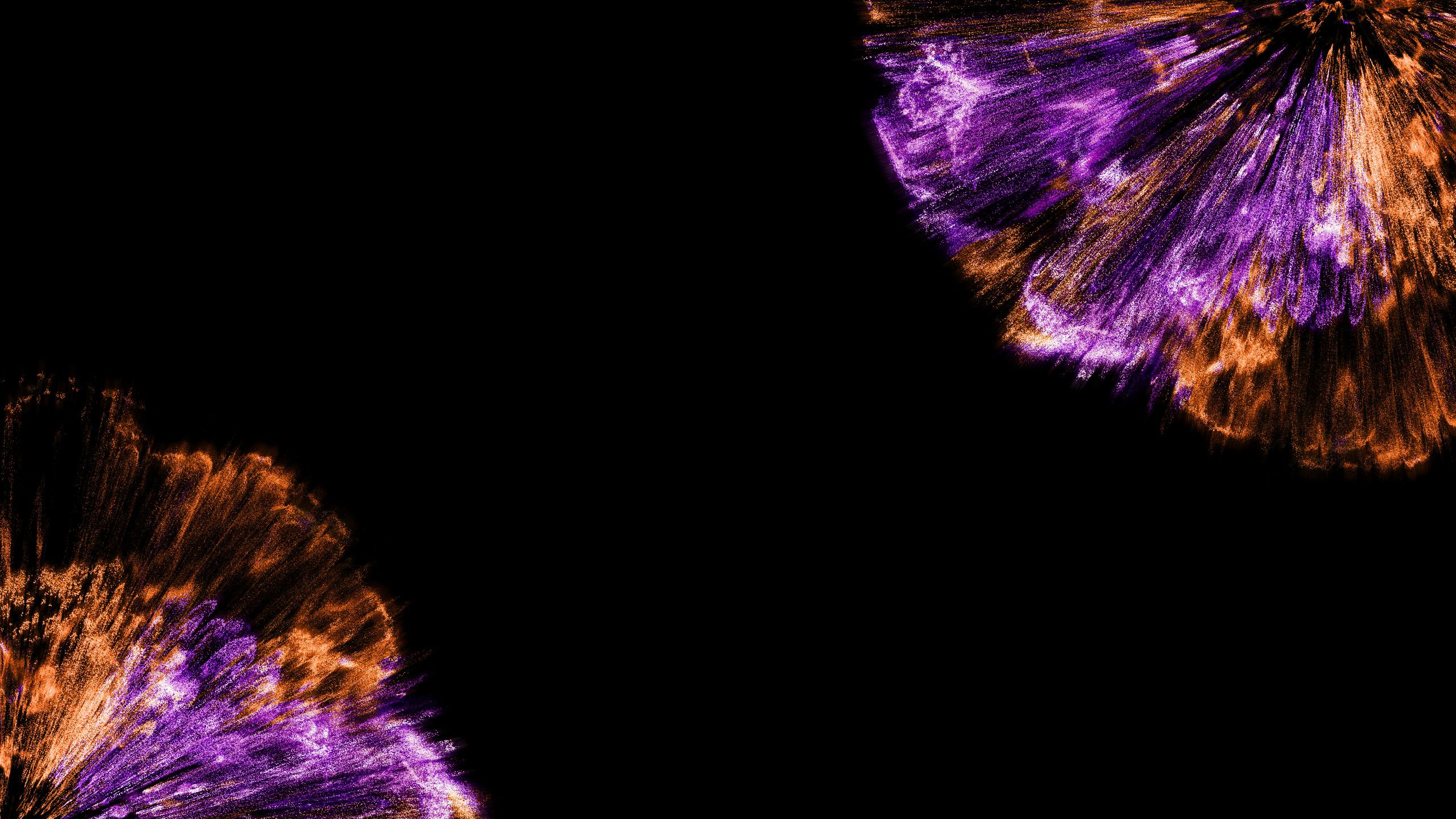 Orange and purple splashes on a black backdrop