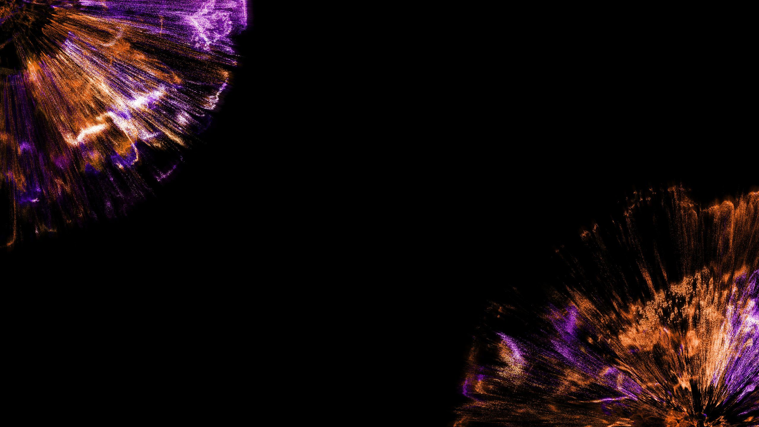 Orange and purple splashes on a black backdrop